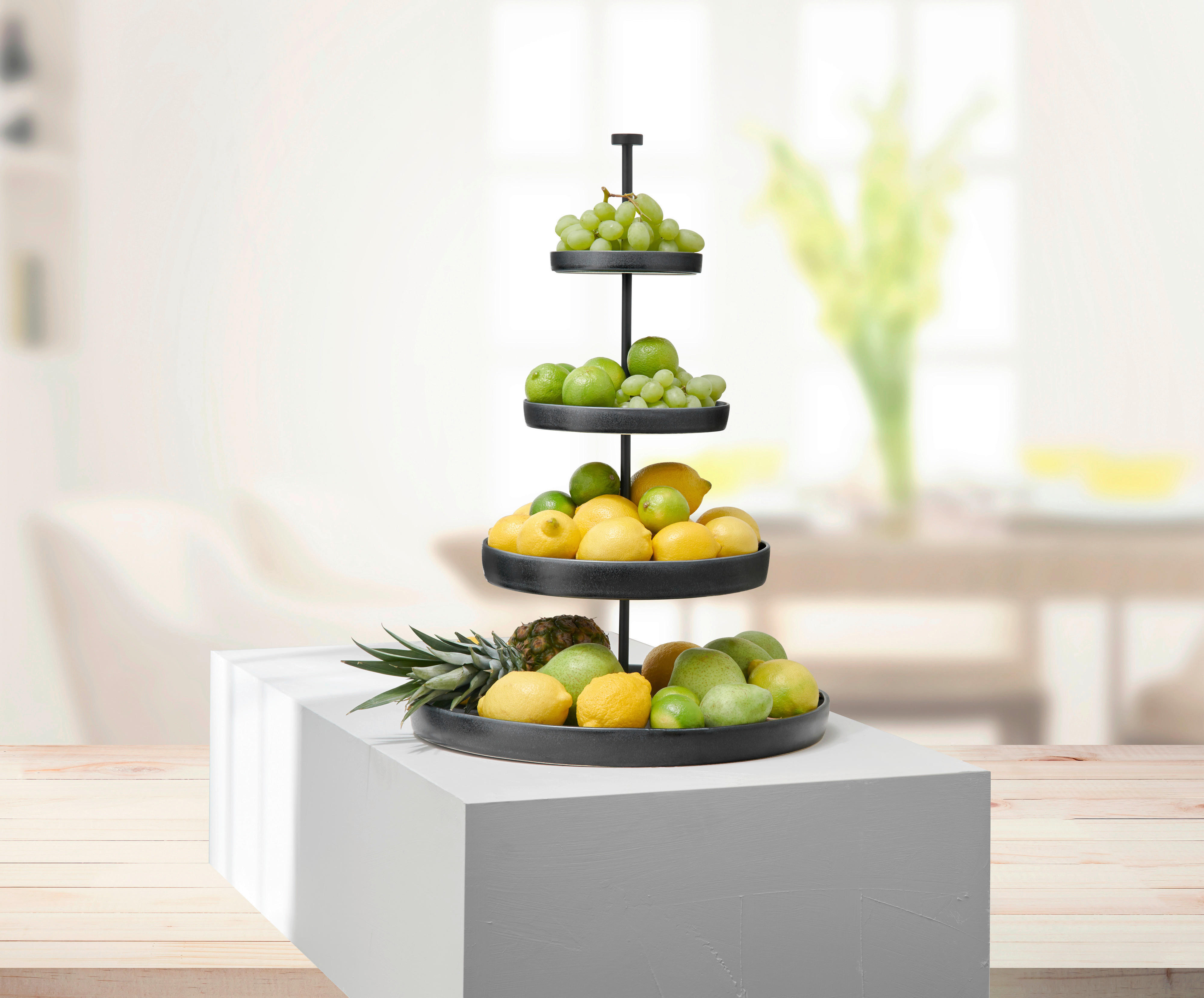 ETAGERE 4-stöckig - Schwarz, Design, Keramik/Metall (61cm) - ASA