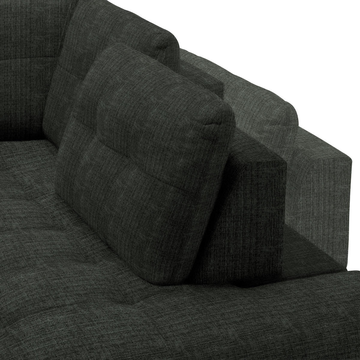ECKSOFA in Flachgewebe, Leinenoptik Dunkelgrün  - Dunkelgrün/Schwarz, Modern, Textil/Metall (247/208cm) - Xora