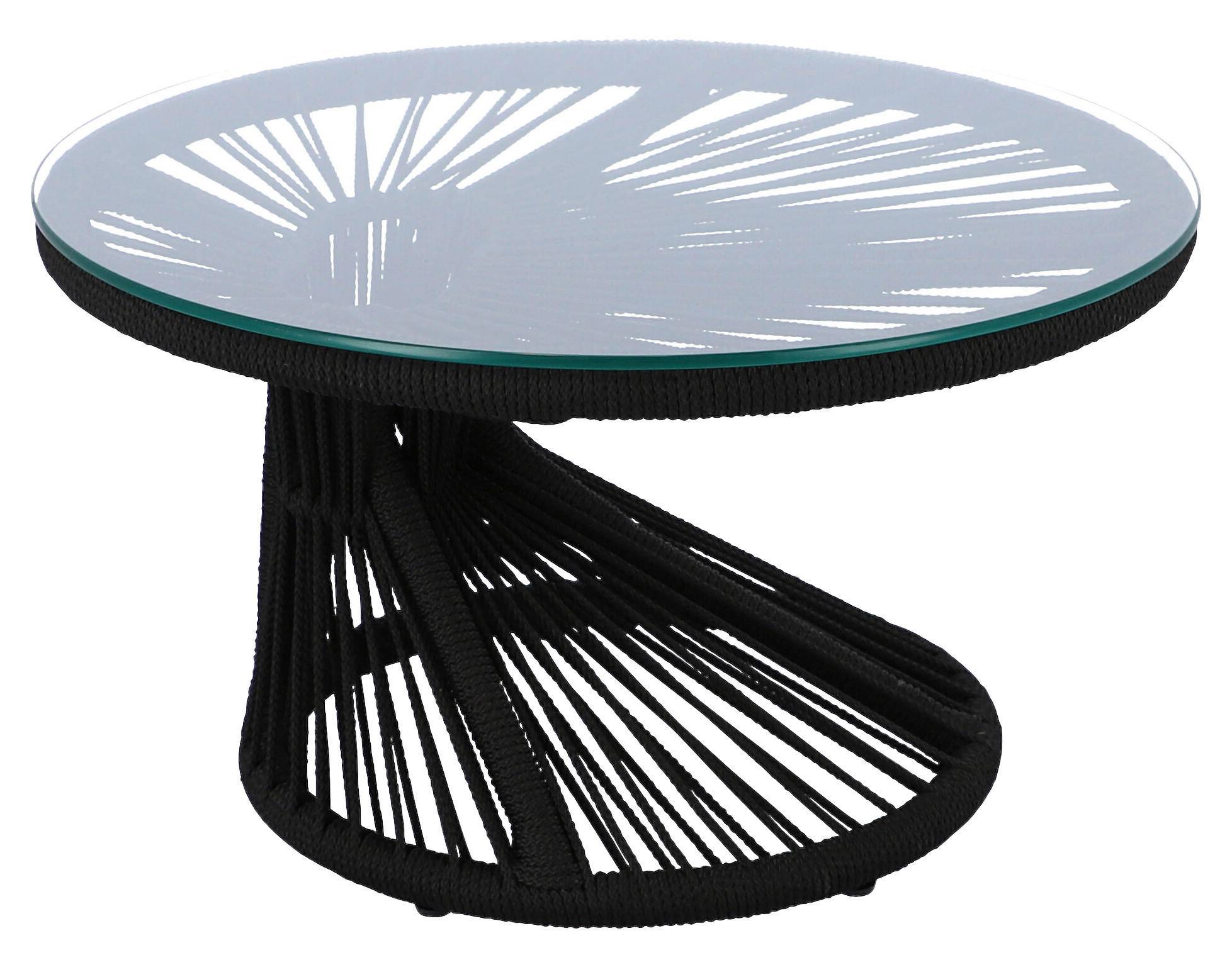 GARTENBEISTELLTISCH 65/65/35 cm Textil  - Schwarz, MODERN, Glas/Textil (65/65/35cm) - Jan Kurtz