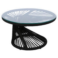 GARTENBEISTELLTISCH 65/65/35 cm Textil  - Schwarz, MODERN, Glas/Textil (65/65/35cm) - Jan Kurtz