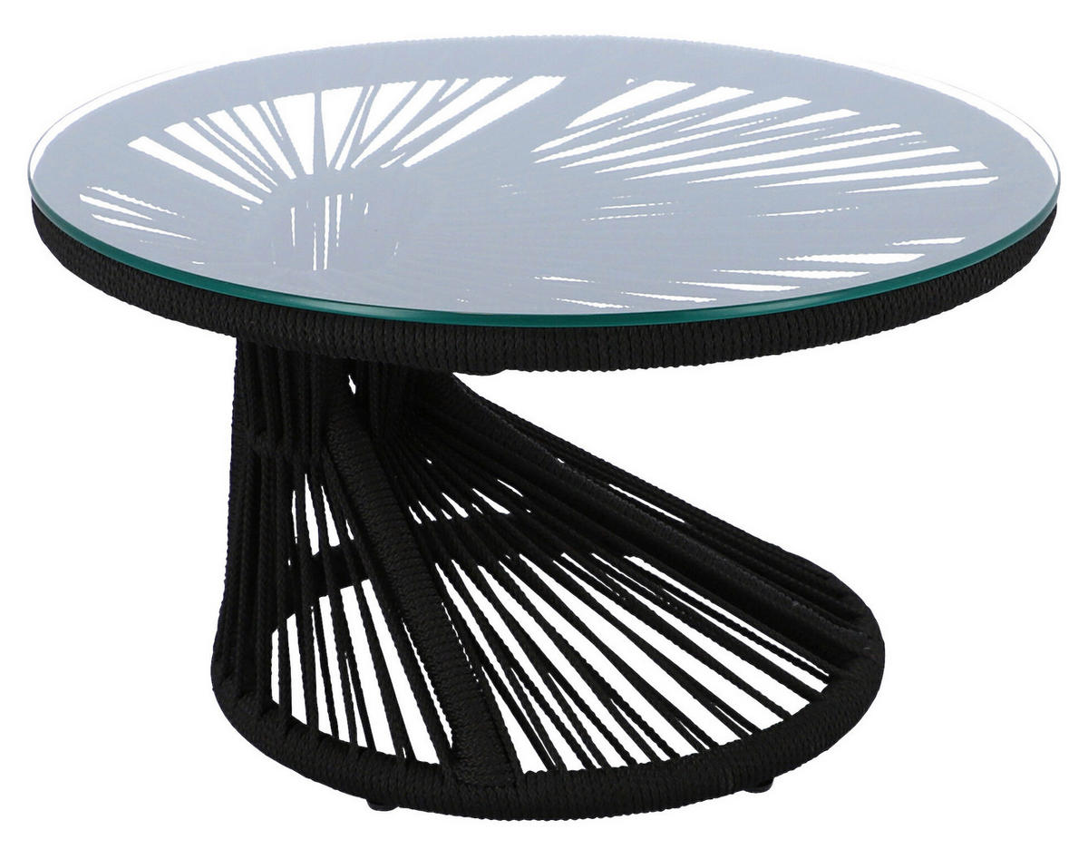 GARTENBEISTELLTISCH 65/65/35 cm Textil  - Schwarz, MODERN, Glas/Textil (65/65/35cm) - Jan Kurtz