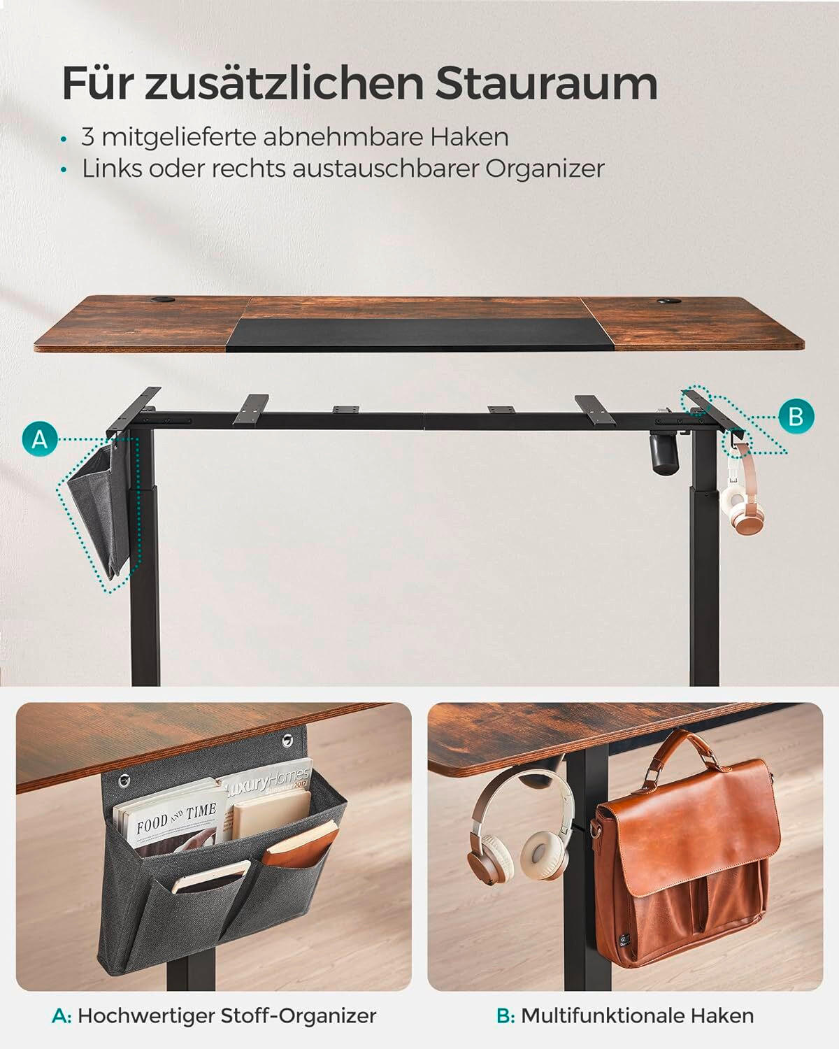COMPUTERTISCH 160/70/72-120 cm Braun, Schwarz elektrisch höhenverstellbar  - Schwarz/Braun, Basics, Holzwerkstoff/Metall (160/70/72-120cm) - Boxxx