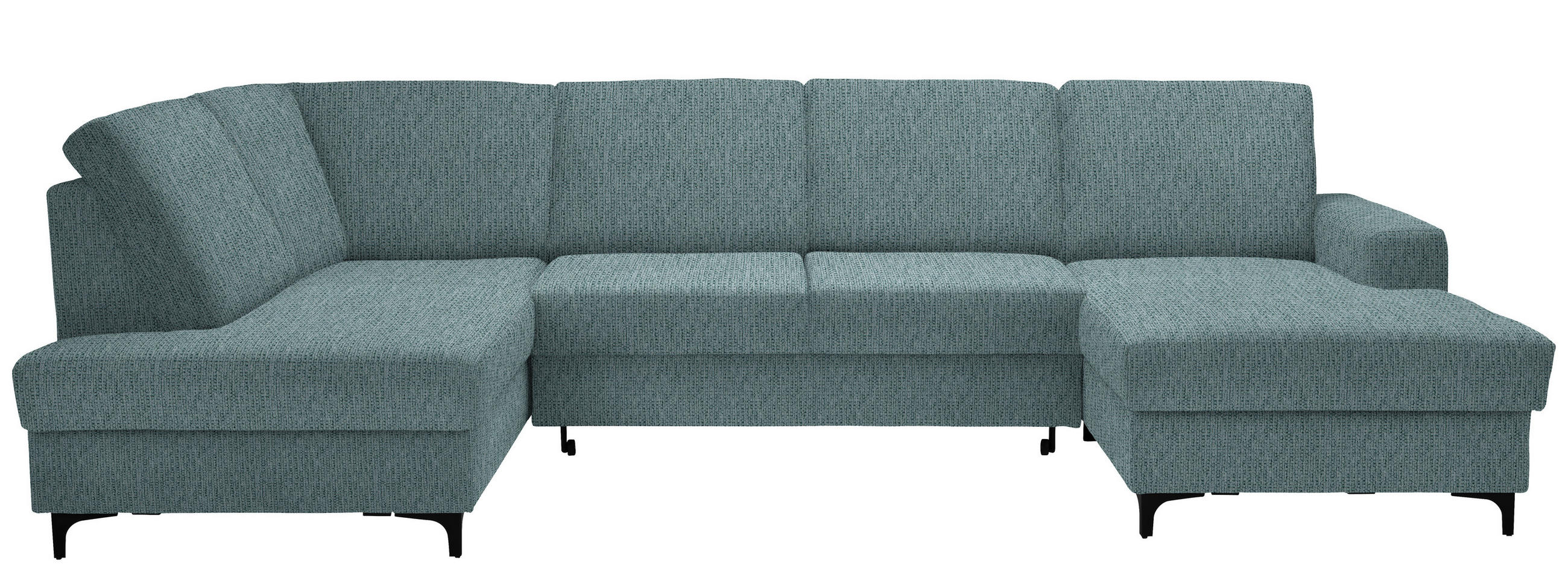 WOHNLANDSCHAFT in Webstoff Hellblau  - Schwarz/Hellblau, Konventionell, Textil/Metall (185/317/167cm) - Stylife