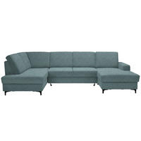 WOHNLANDSCHAFT in Webstoff Hellblau  - Schwarz/Hellblau, Konventionell, Textil/Metall (185/317/167cm) - Stylife