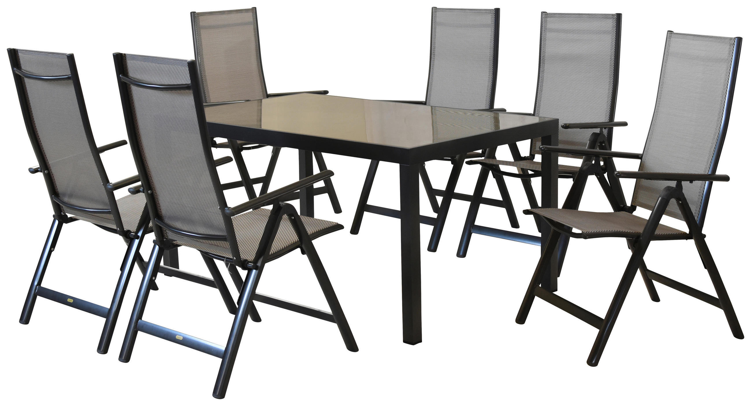 GARTENSET Aluminium  - Graphitfarben/Braun, MODERN, Textil/Metall - Gardenson