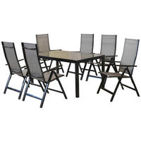 GARTENSET Aluminium  - Graphitfarben/Braun, MODERN, Textil/Metall - Gardenson