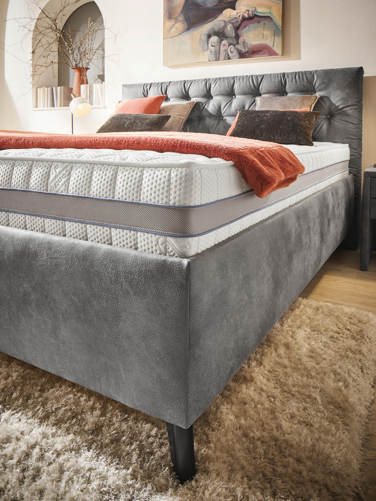 POLSTERBETT 180/200 cm, {[inkl. ],item.attr('349-543'),[, ]} - Schwarz/Weiß, Design, Holz/Textil (180/200cm) - Voleo