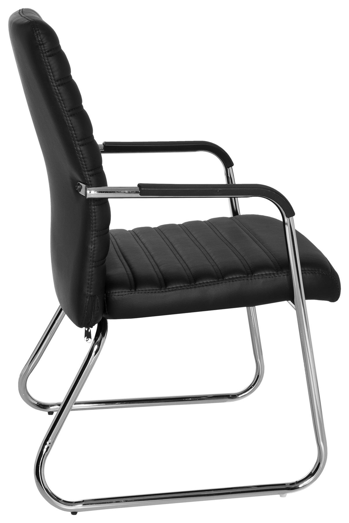 BESUCHERSTUHL  in Lederlook Schwarz  - Chromfarben/Schwarz, MODERN, Kunststoff/Textil (55/96/46cm) - MID.YOU