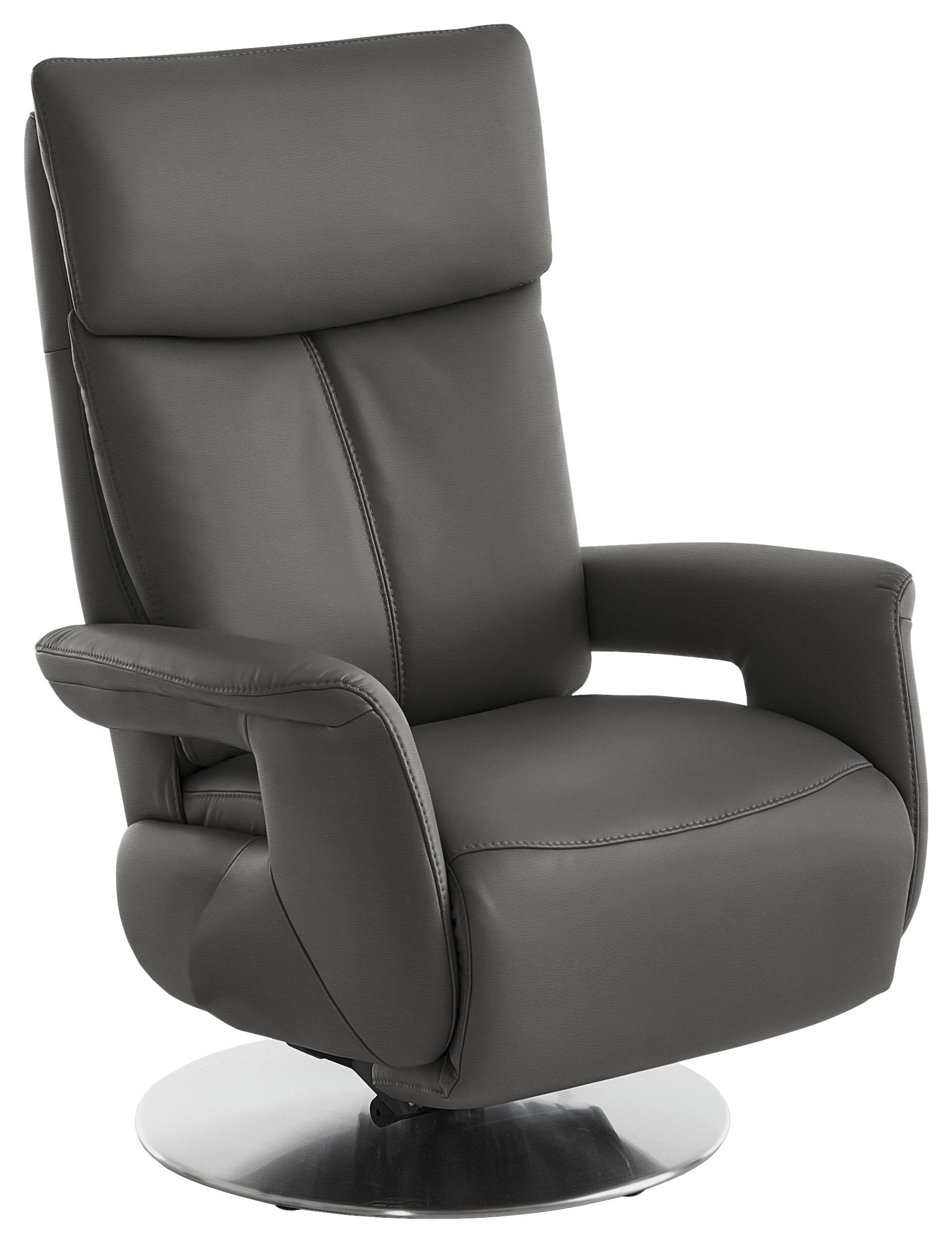 RELAXSESSEL in Leder Dunkelgrau  - Edelstahlfarben/Dunkelgrau, Design, Leder/Metall (78/112/85cm) - Cantus