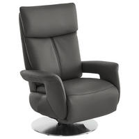 RELAXSESSEL in Leder Dunkelgrau  - Edelstahlfarben/Dunkelgrau, Design, Leder/Metall (78/112/85cm) - Cantus