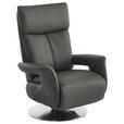 RELAXSESSEL in Leder Dunkelgrau  - Edelstahlfarben/Dunkelgrau, Design, Leder/Metall (78/112/85cm) - Cantus