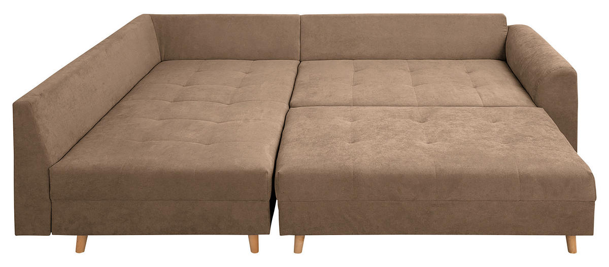 ECKSOFA inkl. Hocker Ariella Beige Mikrofaser  - Beige/Naturfarben, Design, Holz/Textil (161/231cm) - Livetastic