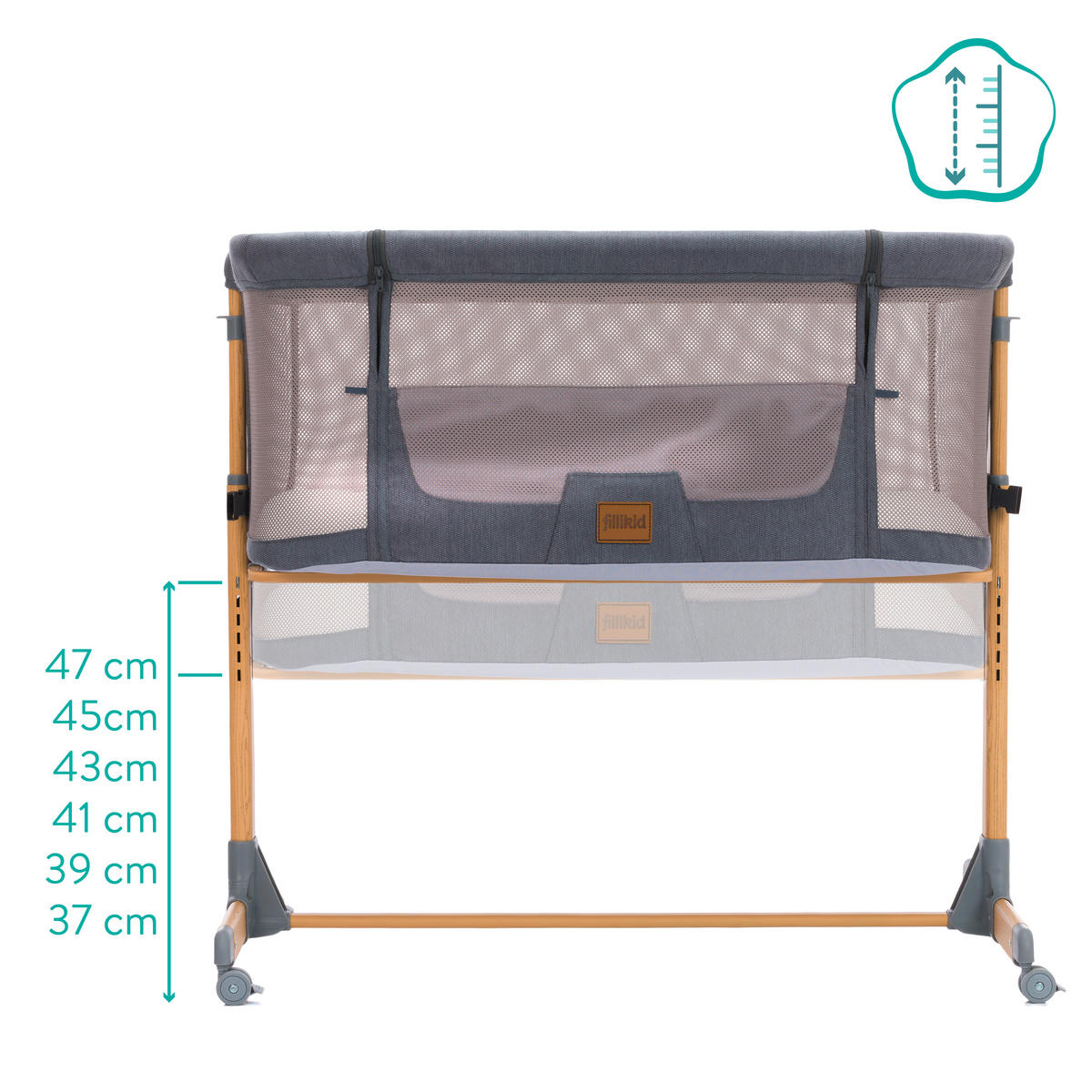 BEISTELLBETT Air   - Grau, Basics, Textil/Metall (80/45cm)