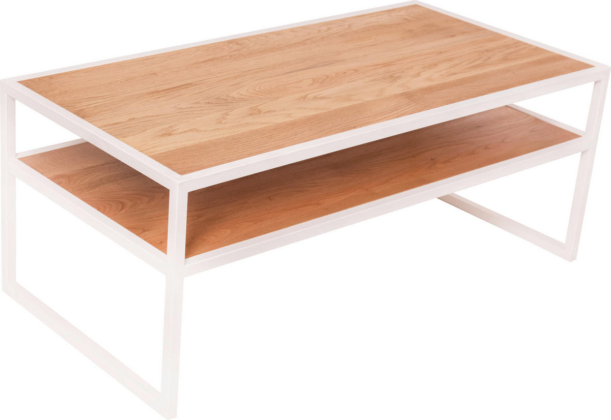 COUCHTISCH Wildeiche massiv 100/50/40 cm rechteckig Weiß, Wildeiche  - Wildeiche/Schwarz, Trend, Holz/Metall (100/50/40cm) - Boxxx