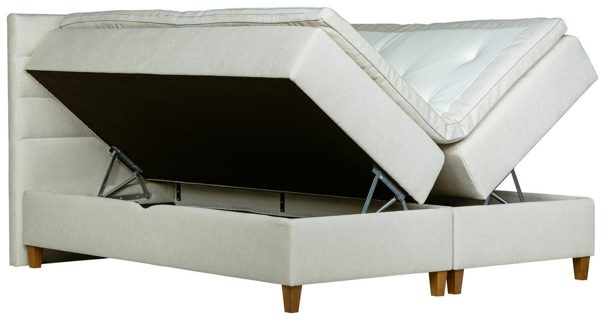 KONTINENTALSÄNG  i grå, vit  - vit/valnötsfärgad, Klassisk, metall/trä (180/200cm) - Niels Andersson