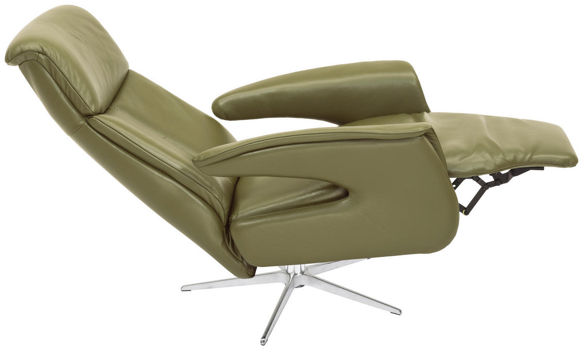 RELAXSESSEL in Leder Silberfarben  - Silberfarben/Schwarz, Design, Leder/Metall (78/106/88cm) - Welnova