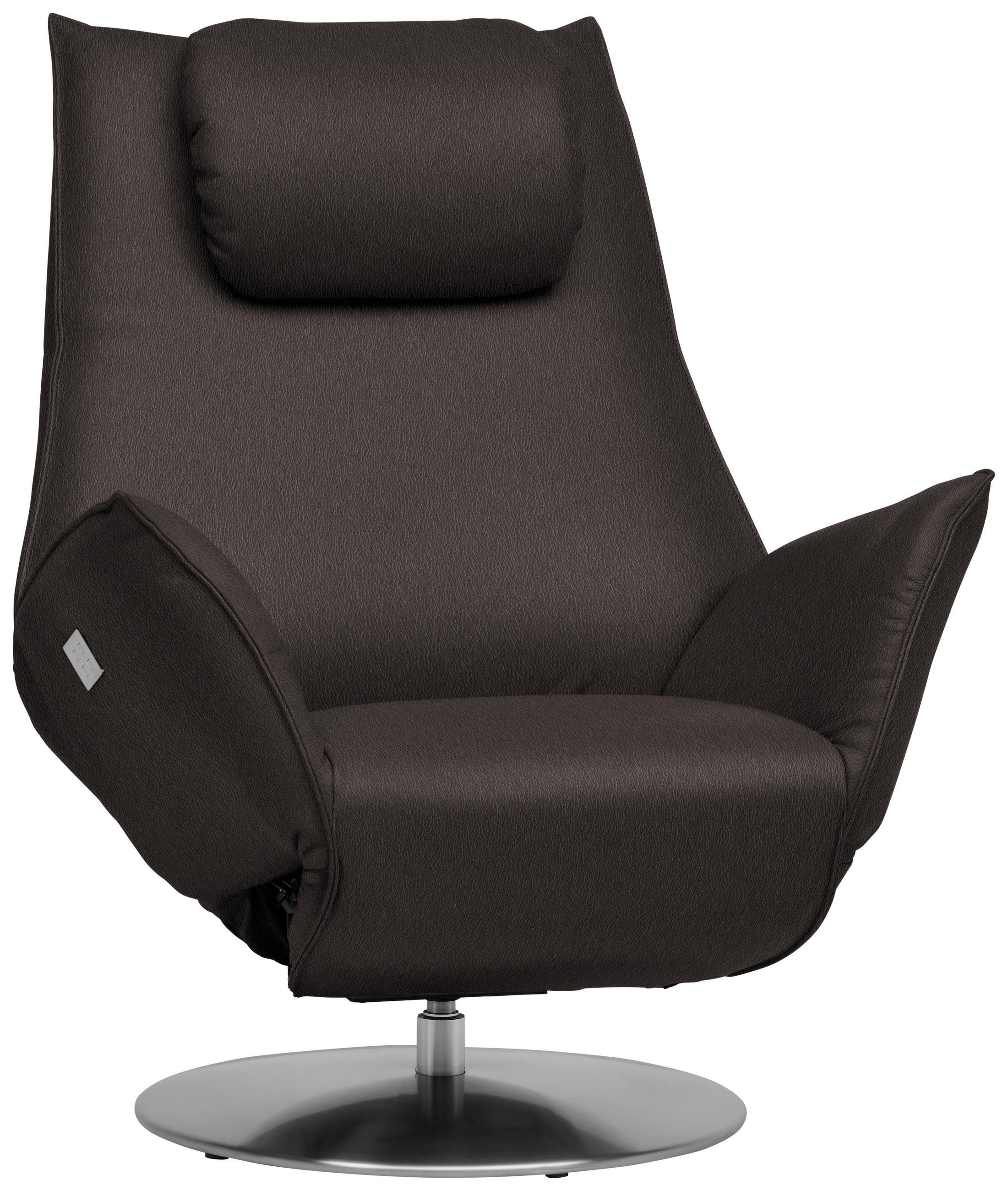 RELAXSESSEL in Leder Mokka  - Edelstahlfarben/Mokka, Design, Leder/Metall (92/79/90cm) - Koinor
