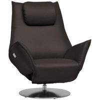 RELAXSESSEL in Leder Mokka  - Edelstahlfarben/Mokka, Design, Leder/Metall (92/79/90cm) - Koinor