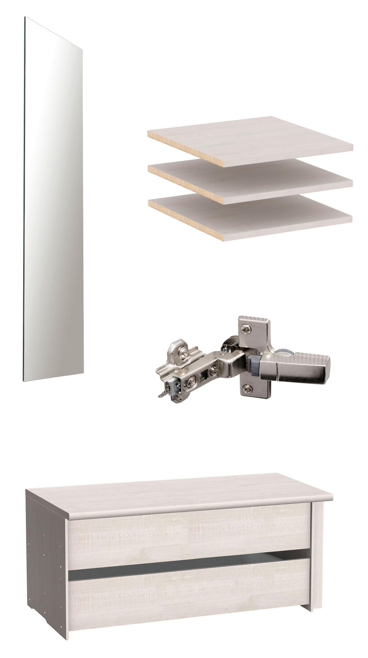 DREHTÜRENSCHRANK in Grau, Weiss  - Chromfarben/Weiss, Modern, Glas/Holzwerkstoff (250/216/58cm) - Novel