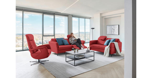 3-SITZER-SOFA in Leder Rot  - Rot/Schwarz, Design, Leder/Metall (190/84/99cm) - Dieter Knoll