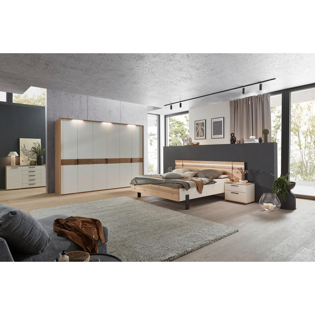 Thumbnail - Dieter Knoll Drehtürenschrank Gala, Weiß, Eiche, Holzwerkstoff, Balkeneiche, furniert, 6 Fächer, 300x230x60 cm, Goldenes...
