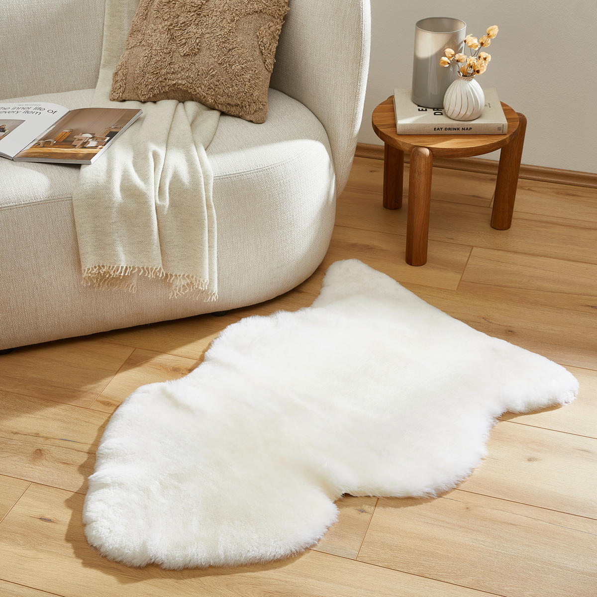 OVČÍ KOŽEŠINA, 60/90 cm, bílá - bílá, Trend, kožešina (60/90cm) - Linea Natura
