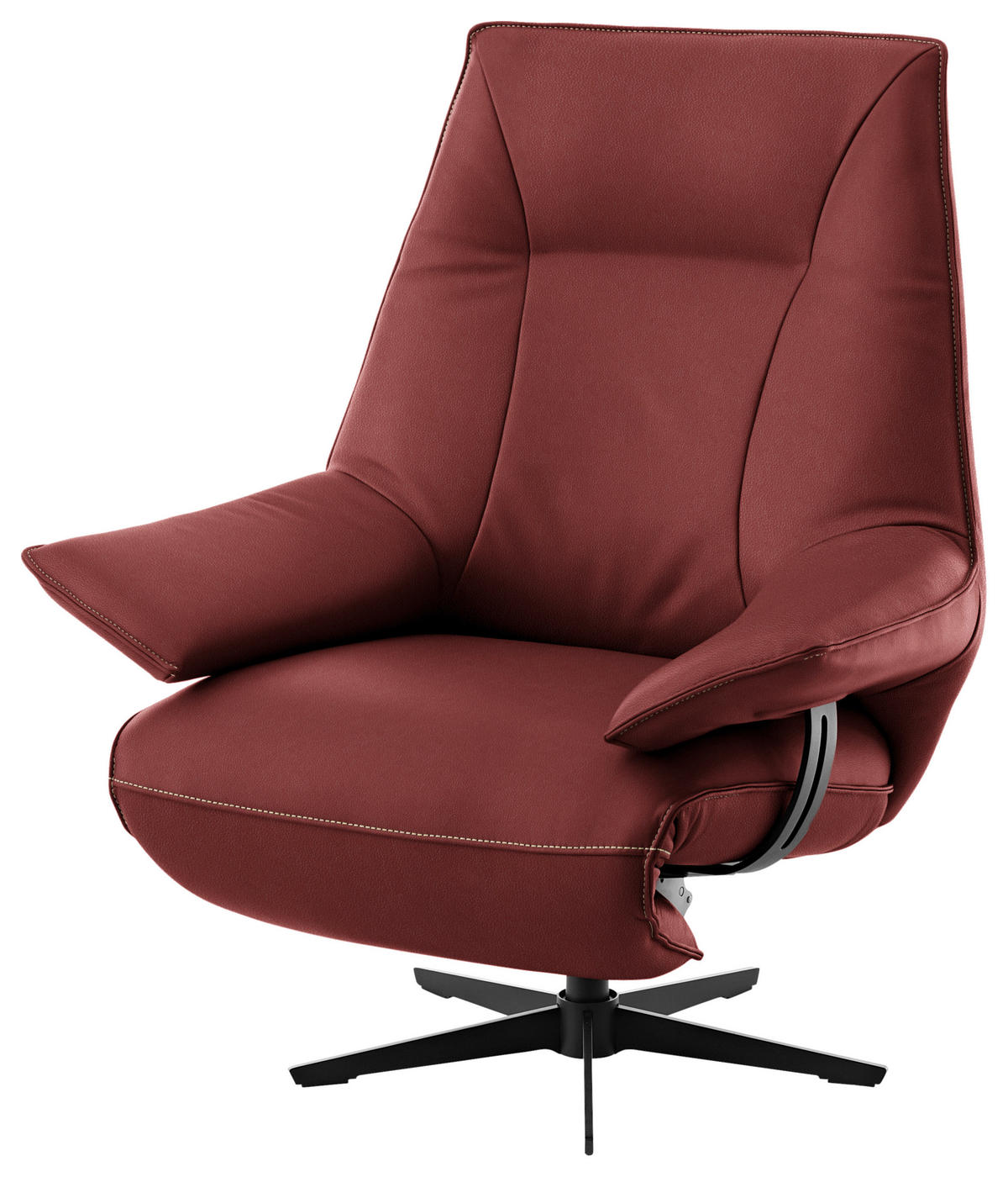 RELAXSESSEL in Leder Weinrot  - Beige/Weinrot, Design, Leder/Metall (92/79/82cm) - Dieter Knoll