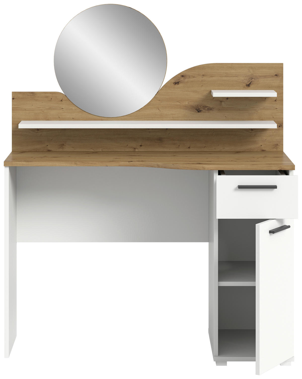 TOALETNÝ STOLÍK, biela, farba duba, 110/135/46 cm - čierna/biela, Design, kompozitné drevo/plast (110/135/46cm) - MID.YOU