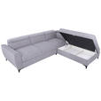 ECKSOFA Grau Velours  - Schwarz/Grau, KONVENTIONELL, Textil/Metall (255/217cm) - Carryhome