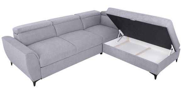 ECKSOFA Grau Velours  - Schwarz/Grau, KONVENTIONELL, Textil/Metall (255/217cm) - Carryhome