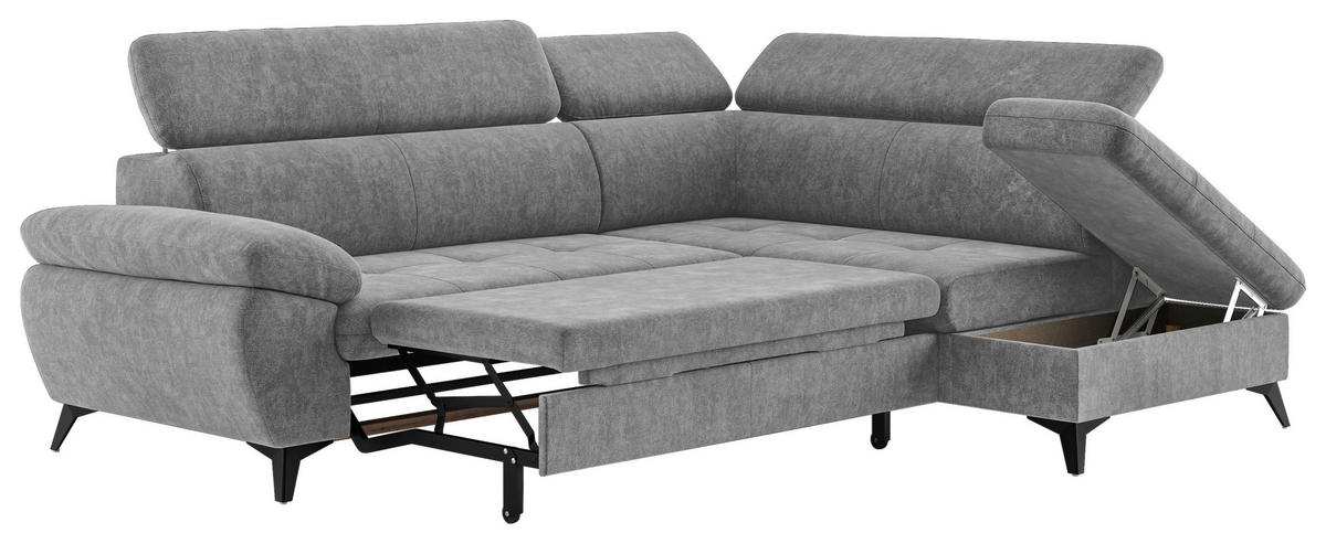ECKSOFA in Grau  - Schwarz/Grau, Textil/Metall (265/207cm) - MID.YOU