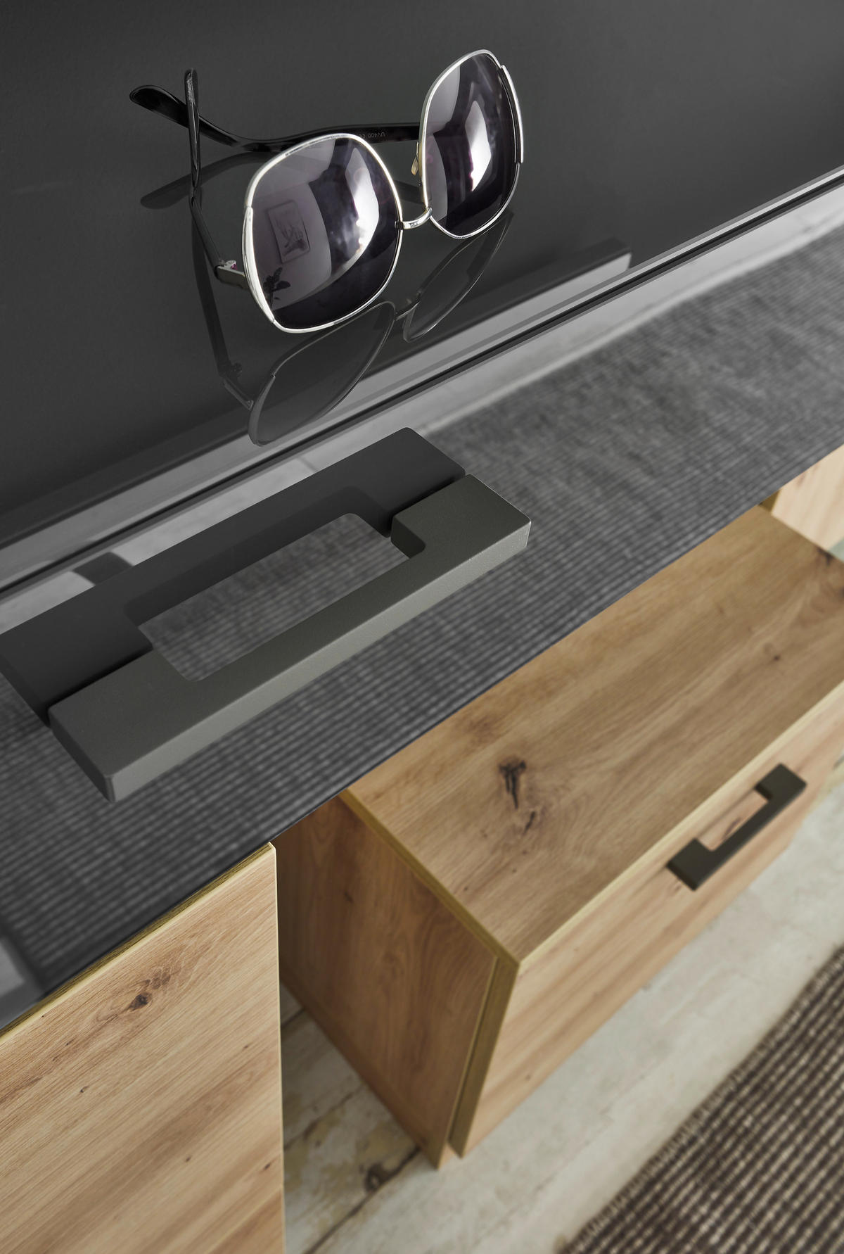 GARDEROBE 4-teilig  in 185/200/31 cm  - Eiche Artisan/Grau, Design, Glas/Holzwerkstoff (185/200/31cm) - Musterring