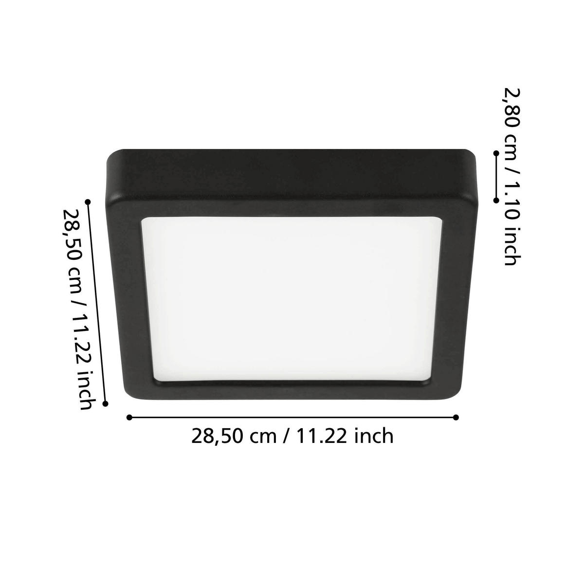 LED-DECKENLEUCHTE Fueva 28,5/28,5/2,8 cm    - Schwarz/Weiß, Basics, Kunststoff/Metall (28,5/28,5/2,8cm) - Novel