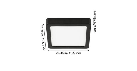 LED-DECKENLEUCHTE Fueva 28,5/28,5/2,8 cm  - Schwarz/Weiß, Basics, Kunststoff/Metall (28,5/28,5/2,8cm) - Novel