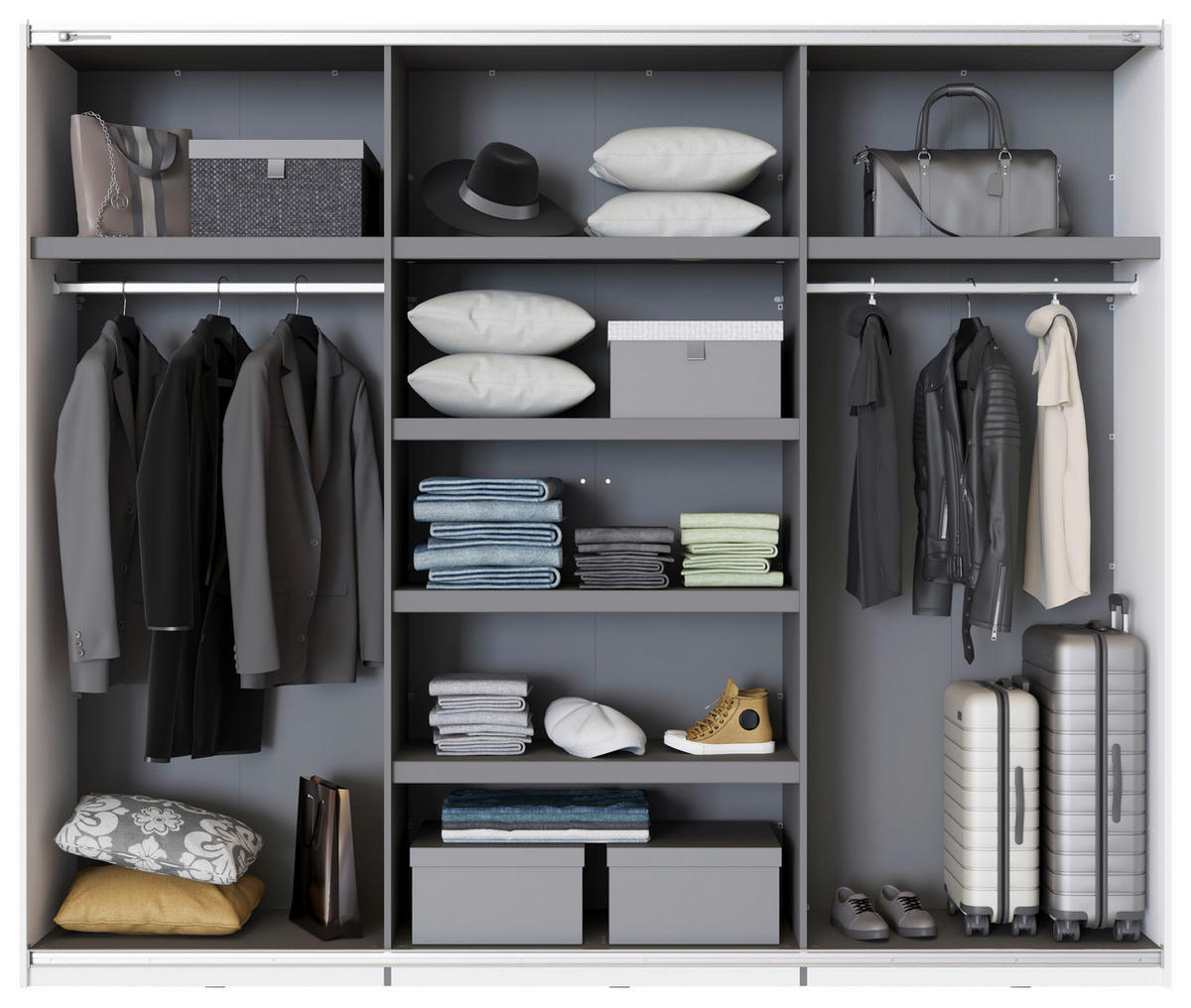 VKLADACIA POLICA, sivá, 95/5/46,5 cm - sivá, Basics, kompozitné drevo (95/5/46,5cm) - Xora