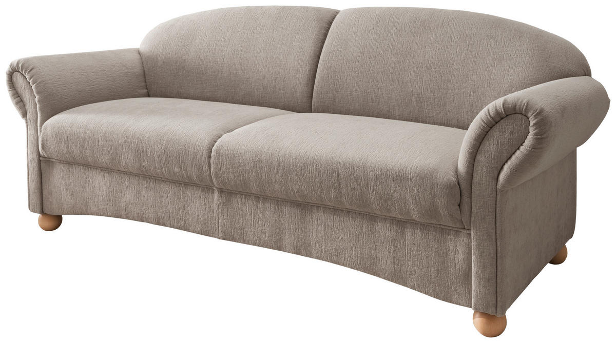 2,5-SITZER in Mikrofaser Taupe  - Taupe/Wildeiche, Konventionell, Holz/Textil (198/84/80cm) - Livetastic