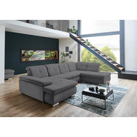 WOHNLANDSCHAFT in Webstoff Dunkelgrau  - Dunkelgrau/Schwarz, Design, Textil/Metall (174/337/210cm) - Beldomo Style