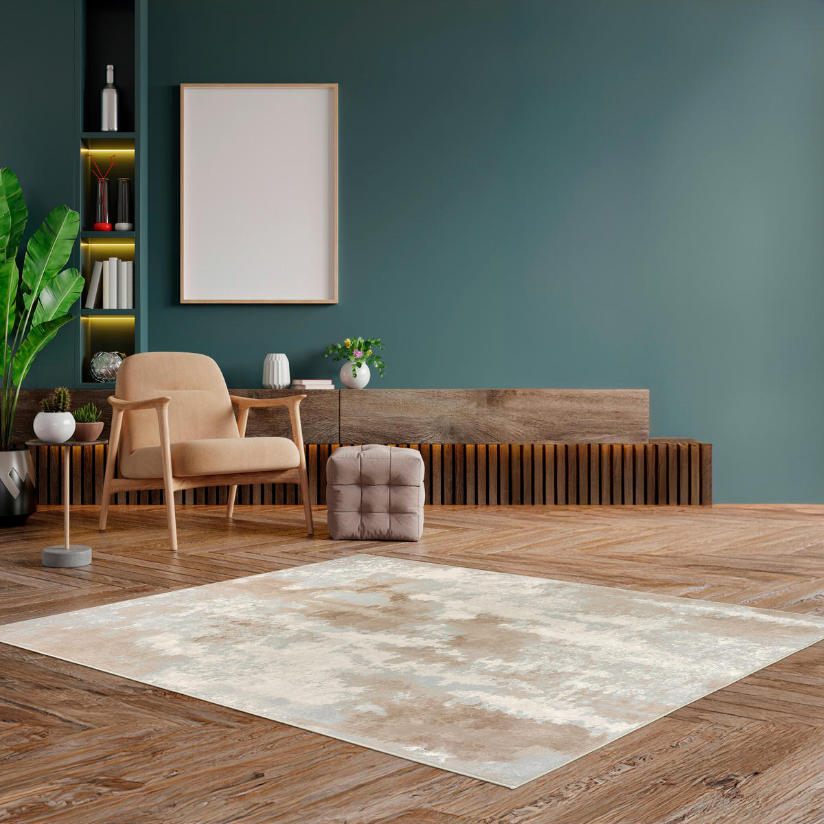 KOBEREC TKANÝ NA PLOCHO, 130/190 cm, tmavě šedá, šedavě hnědá - tmavě šedá/šedavě hnědá, Design, textil/plast (130/190cm) - Lindorug