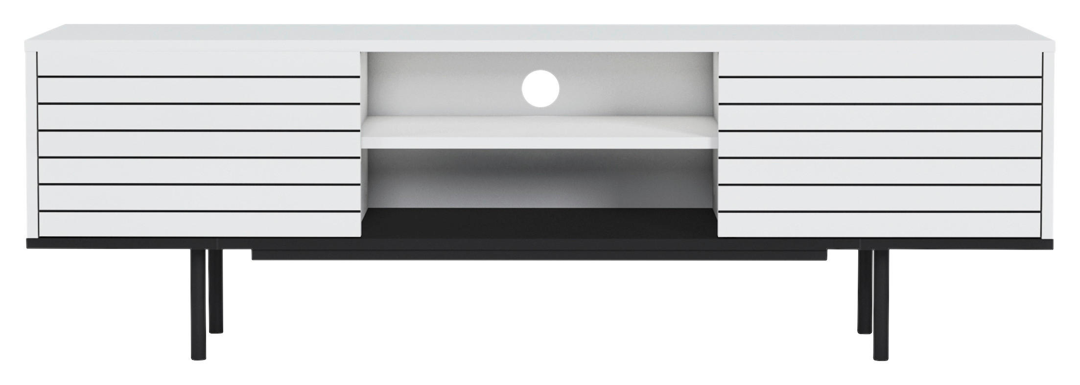 LOWBOARD 160/50,5/35 cm  - Walnussfarben/Schwarz, Design, Holzwerkstoff (160/50,5/35cm) - Livetastic