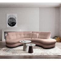 ECKSOFA in Bouclé Rosa  - Weiss/Schwarz, Design, Kunststoff/Textil (300/113cm) - Livetastic