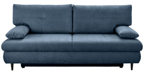 SCHLAFSOFA  mit Liegefunktion, Rücken echt Chenille Blau  - Blau/Schwarz, KONVENTIONELL, Holz/Textil (212/97/105cm) - Carryhome