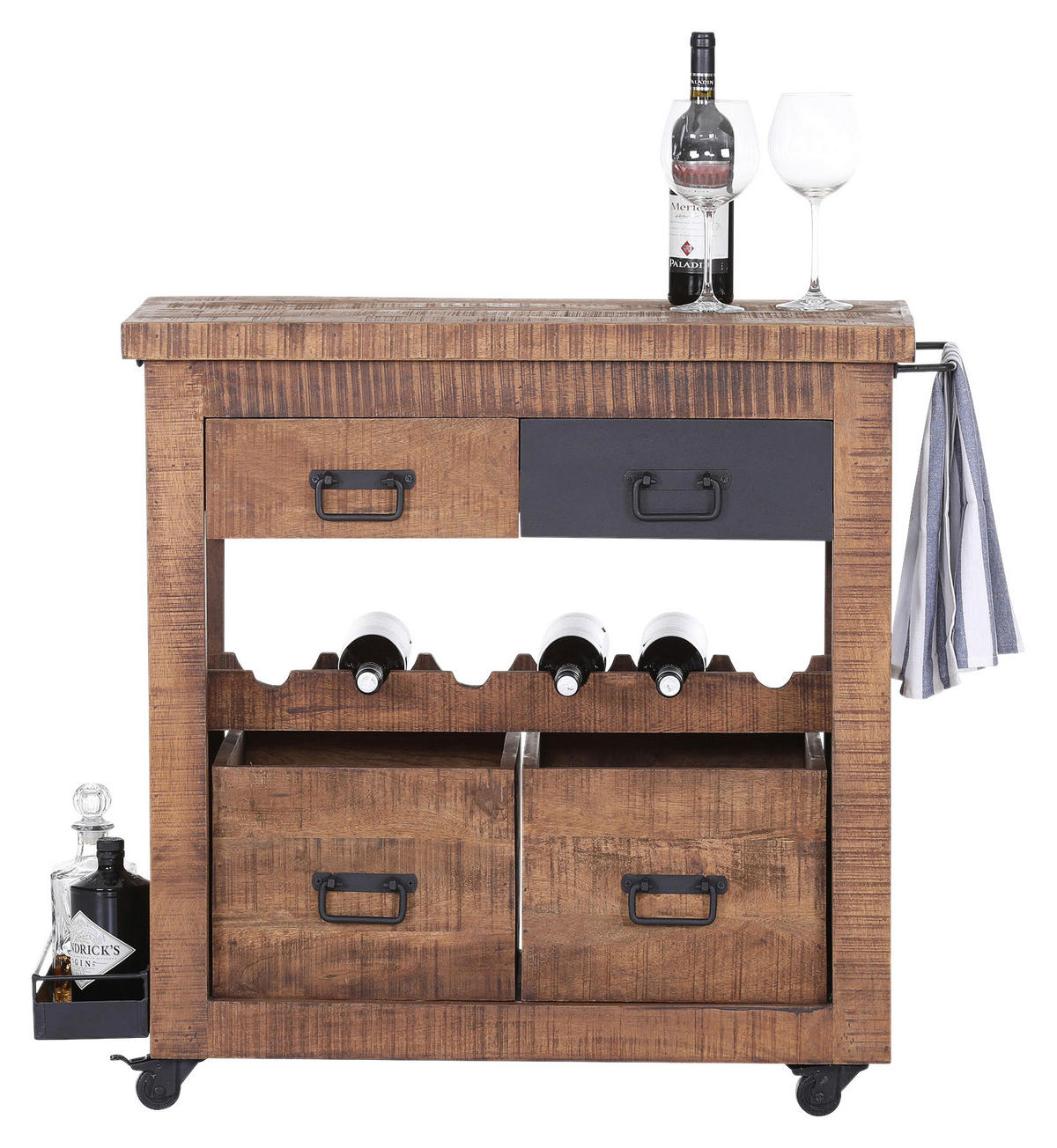 BARWAGEN Mangoholz massiv Naturfarben, Schwarz  - Schwarz/Naturfarben, KONVENTIONELL, Holz/Holzwerkstoff (97/43/85cm) - Landscape