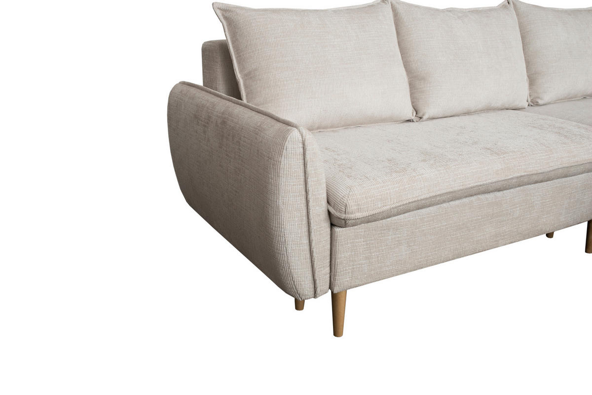 ECKSOFA in Chenille Perlmutt  - Buchefarben/Perlmutt, Konventionell, Holz/Textil (244/163cm) - Carryhome