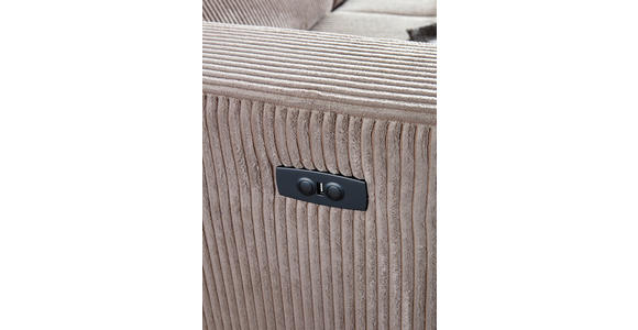 ECKSOFA Taupe Cord Rücken echt, Kopfteilverstellung, Sitzvorzug  - Taupe/Schwarz, KONVENTIONELL, Textil/Metall (257/170cm) - Carryhome