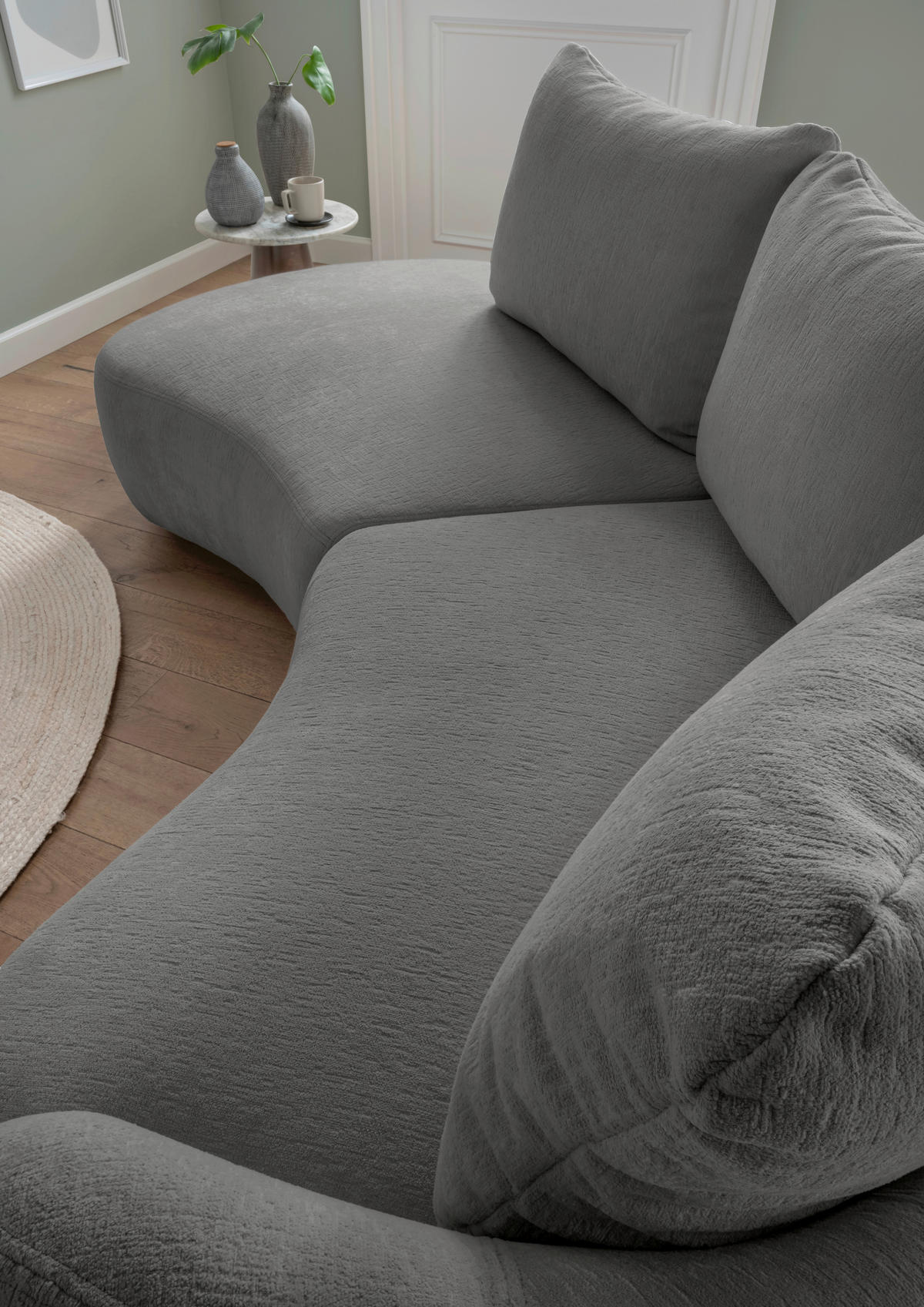ECKSOFA in Mikrofaser Graubraun  - Graubraun/Schwarz, Modern, Kunststoff/Textil (250/139cm) - Livetastic