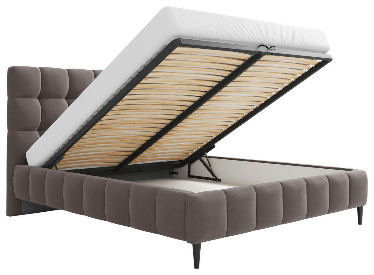 POLSTERBETT 160/200 cm  in Schlammfarben  - Schlammfarben/Schwarz, Modern, Holzwerkstoff/Textil (160/200cm) - MID.YOU
