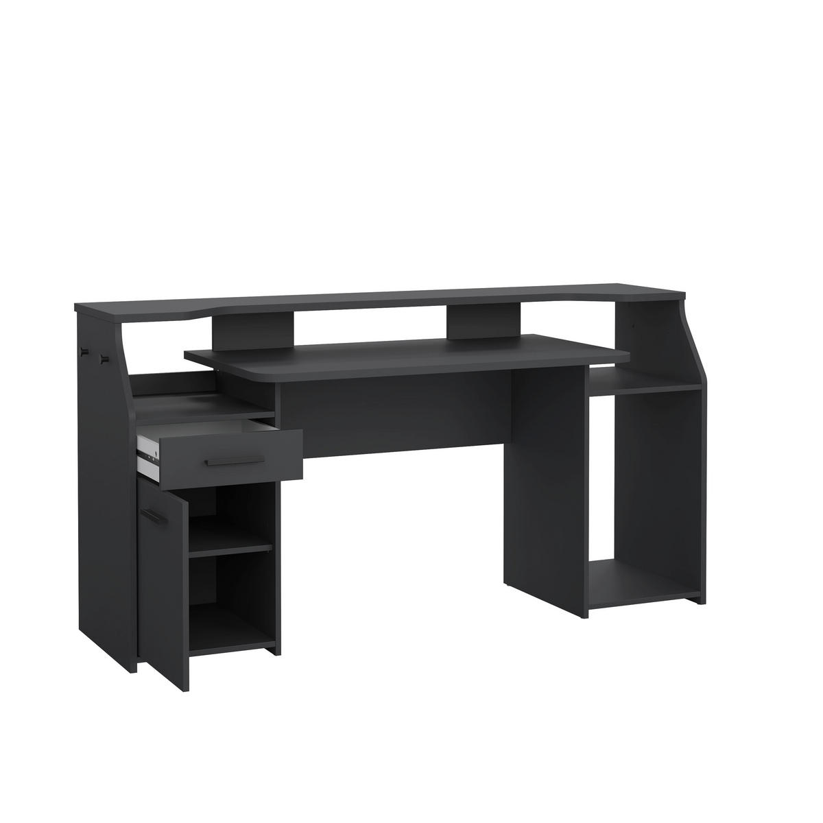 GAMINGTISCH 171/48/89,2 cm  in Grau  - Schwarz/Grau, Modern, Holzwerkstoff/Metall (171/48/89,2cm) - MID.YOU