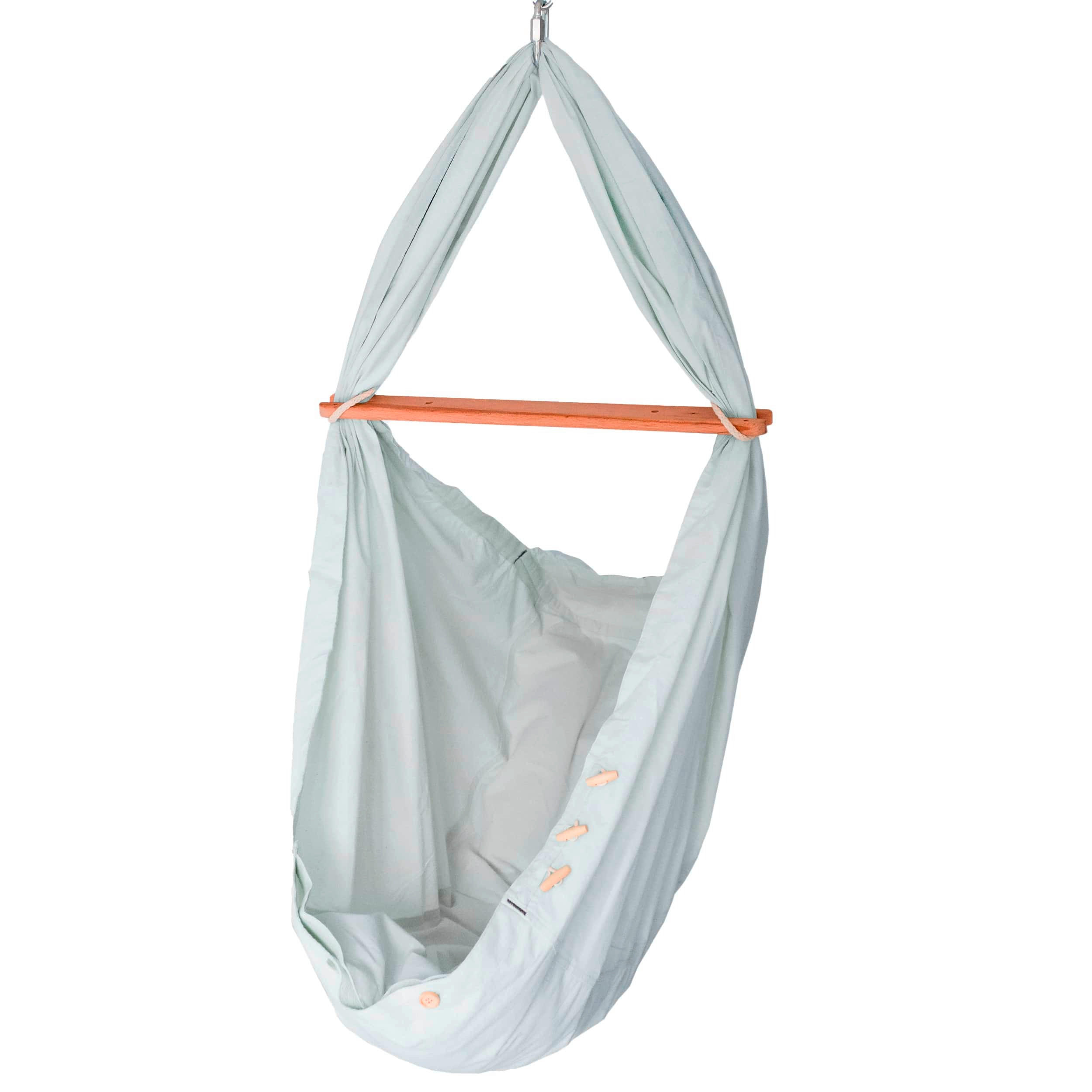 FEDERWIEGE BIO GREYAIR  Hellgrau, Weiß  - Hellgrau/Weiß, Basics, Kunststoff/Textil (135/194/135cm) - SCHMUSEWOLKE