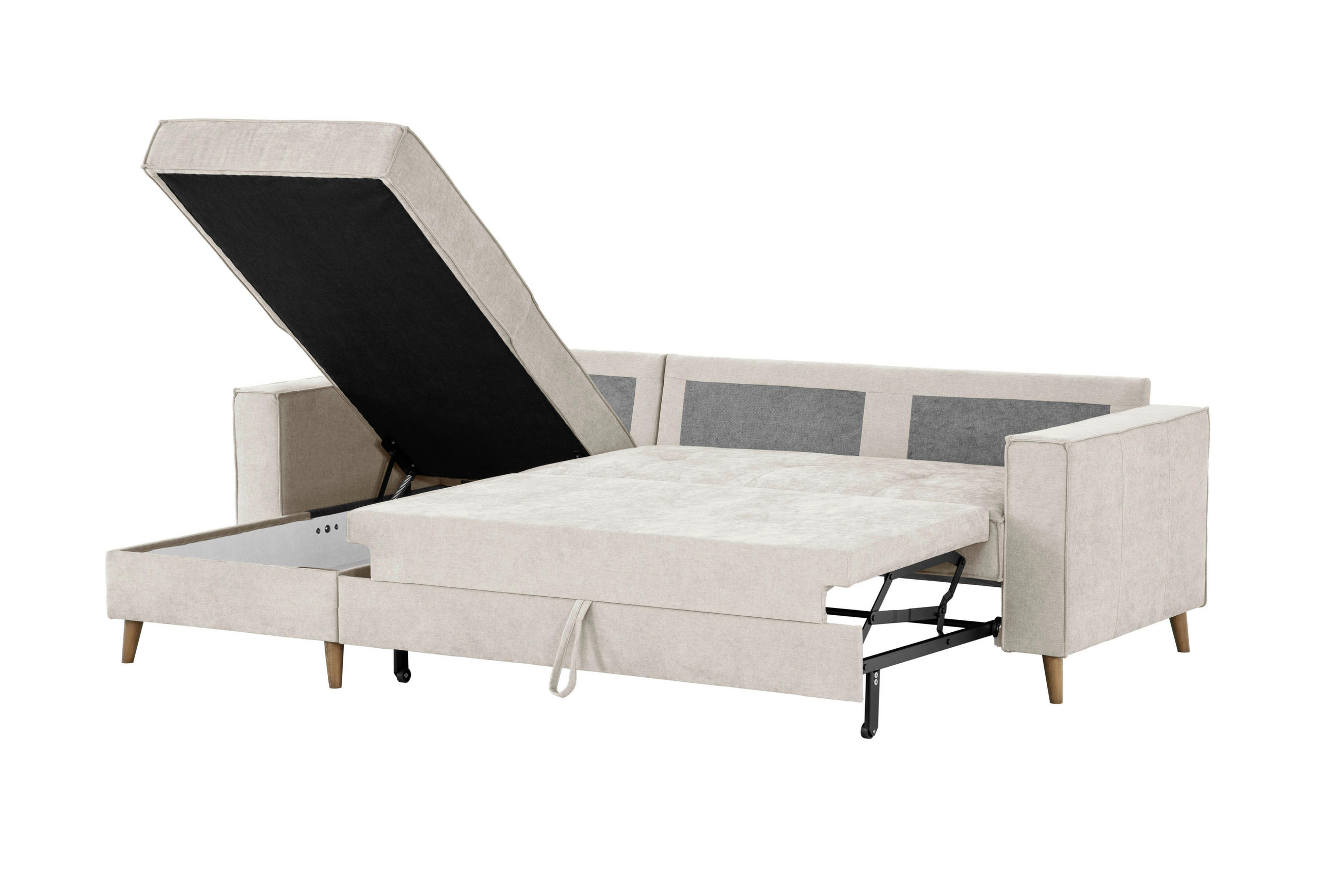 ECKSOFA Beige Flachgewebe  - Beige, Design, Textil (257/159cm) - MID.YOU