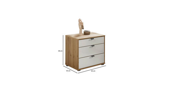 NACHTSCHRANK 40/48/43 cm  - Schieferfarben/Eiche Bianco, KONVENTIONELL, Glas/Holzwerkstoff (40/48/43cm) - Dieter Knoll